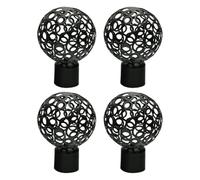 Curtain Pole Ends Finials 4PCS porous hollow ball 25mm 28mm Roman rod button pattern decorative head black 28mm