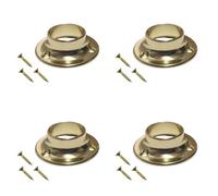 Curtain Pole Holders Polished Brass Heavy Duty Curtain Wardrobe Rod Pole Holder Socket for Up to 25mm Diameter Flange Wall Mount Rod Pole Holder with Fixing Screws Pack of 4