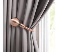 Curtain Pole Rod 19mm Large 50mm Ball Finials & Heavy Duty Fittings Sizes Up To 4m (Matt Black With Rings, Set Of 2 Antique Copper Holdbacks)