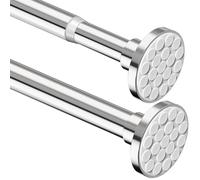 Curtain Pole, Silver, Extendable Telescopic Rod, No Drilling, Extra Thick Shower Curtain Rail, Telescopic Clothes Rail for Bathroom, Bedroom (85-220CM, Φ32 mm)