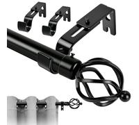 Curtain Poles 182-365cm, Extendable Black Curtain Poles for Eyelet Curtains, Heavy Duty Metal Curtain Rod with Brackets and Twisted Cage Finials, Adjustable Decorative Splicing Rod for Windows