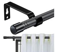 Curtain Poles 76-157 cm for Windows, 1.6 cm Matte Black Curtain Pole Set with Brackets Small Drapery Curtain Rods for Living Room