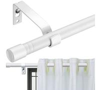 Curtain Poles 76-198 cm for Windows, 1.6 cm Matte White Curtain Pole Set with Brackets Small Drapery Curtain Rods for Living Room