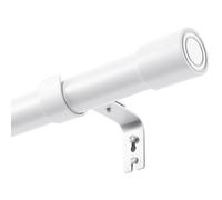 Curtain Poles Adjustable Curtain Poles For Eyelet Curtains Heavy Duty Curtain Rod White With Adjustable Brackets And Cap Finials For Living Room White 84-220CM