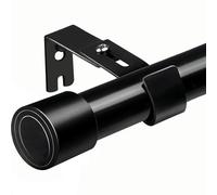 Curtain Poles Black Curtain Rods Single Curtain Pole with Bracket for Living Room Bedroom Windows Door(84-125CM Φ25mm)