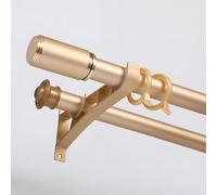 Curtain Poles Double Curtain Track, Wall Mounted Heavy Duty Curtain Rods Aluminium Curtain Rail For Living Room Bedroom Room Divider(Matte gold,500cm(4x125cm))