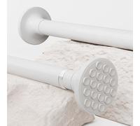 Curtain Poles Extendable Pole Non-Slip Tension Rods Shower Curtain Rods Extra Long for Living Room, Bedroom, Bathroom, Balcony (84-270CM φ32mm White)
