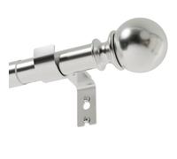 Curtain Poles for Eyelet Curtains Single Curtain Rod Silver Curtain Pole with Adjustable Brackets and Round Finials for Living Room, Bathroom, Bedroom(23.6-57inch, Silver)