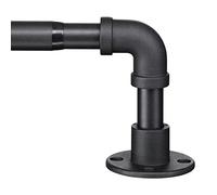 Curtain Poles, Industrial Curtain Rail, Extendable Curtain Poles from 76-210cm,Tension Rod Type Curtain Rod, Black Curtain Pole for Bathroom, Bedroom and Kitchen