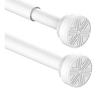 Curtain Poles No Drilling Tension Curtain Rods Extendable Shower Curtain Pole Heavy Duty Tension Rod Shower Pole for Bathroom, Window, Door, Closet,185-250cm White(Diameter 25 mm)