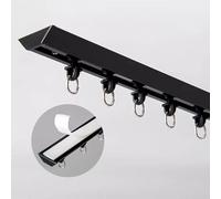 Curtain Poles Self Adhesive Curtain Rod, No Drill Curtain Track With End Cap & Hooks, RV Window Curtain Single Rail, Aluminum Curtain Rails For Bathroom/Doorway/Closet(Black,22ft/6.7m)