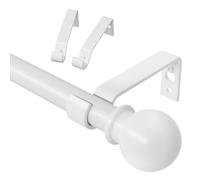 Curtain Poles White Curtain Pole for Eyelet Curtains 80 to 122 cm Small Voile Curtain Rod for Door with Brackets 16mm Diameter Thin Metal Adjusta