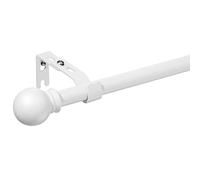 Curtain Poles with Round Finials 76 to 157 cm, 1.6 cm diameter Matt White Curtain Pole with Brackets Fittings Set Window Poles for Living Room & Outdoor