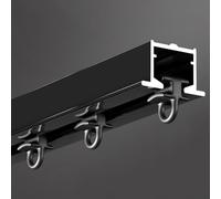 Curtain Rail Build-in Hidden Curtain Track System, Recessed Curtain Pole Straight, Rustproof Shower Curtain Rod Set for Apartment Hospital, Easy to Cut (Color : Black, Size : 5m (16.4ft))