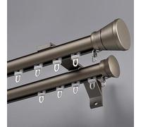 Curtain Rail Double Curtain Track Wall Mounted, Decorative Bay Window Curtain Pole with Complete Kits, Home Balcony Living Room Drapes Rod Double Rails Aluminum Alloy Silent,champagne,7m(Grey,2.5m (8.