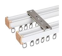 curtain rail， Green Heavy Duty Double Curtain Rails for Ceiling Mount 3m/9.8ft Wall Mount Curtain Rail Track System for Home Office Bay Window Room Divider,PinkWall Mount 1m(White,Ceiling Mount)
