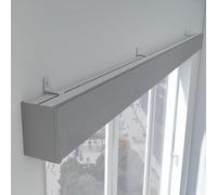 Curtain Rail Three-in-One Curtain Track And Valance, All-in-one Metal Curtain Pelmet Wall/Ceiling Mount, Customizable Blackout Decorative Panel Window Curtain Rails For Living Room Bedroom(Gray-wall M