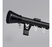Curtain Rail Tracked Curtain Pole Wall Mount, Round Single Curtain Track, Smooth Sliding Shower Curtain Rails and Fittings, Cuttable Curtain Rods for Bedroom (Color : Black, Size : 2m (6.6ft))