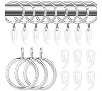Curtain Rings 22 Set Silver Metal Curtain Rings with Curtain Hooks, Curtain Hanging Rings for Pole Rod, 30 mm Internal Diameter