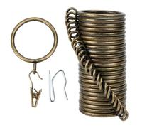 Curtain Rings and Hooks Clip,38mm Inside Diameter,Complete Set with Curtain Pole Rings, Hooks and Clips Pack of 24 Curtain Rings for Two Standard Curtains Bronze TXZWJZ