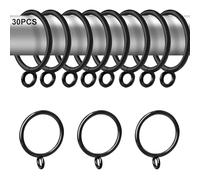 Curtain Rings - Retro Style 30PCS 32mm Internal Diameter Gun Black Cafe Curtain Rings, Metal Material, Perfect for Sheer Curtains in Coffee Shops/Home Decor