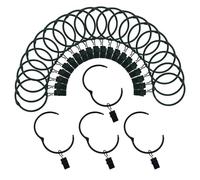 Curtain Rings with Clips 1.25 Inch Interior Diameter Openable 24 Pack Rustproof Metal Hangers Ring Decorative Drapery Vintage Black TXZWJZ