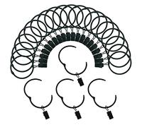 Curtain Rings with Clips 1.5 Inch Interior Diameter Openable 24 Pack Rustproof Metal Hangers Ring Decorative Drapery Vintage Black TXZWJZ