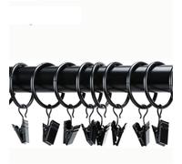 Curtain Rings with Clips 100pcs Metal Decorative Rustproof Drapery Window Hanging Ring Hook Clothes Clip Hanger(Black,3.0X25mm)