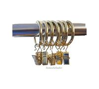 Curtain Rings with Clips 28mm Strong Metal Curtain Hanging Rings with Clips for Curtain Hanging Golden Colour Curtains Ring and Clips 28mm Pack of 50.