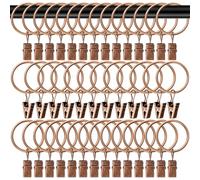 Curtain Rings with Clips - Curtain Clips Black Drapery Rings with Fasteners 1.26 inch Interior Diameter (Copper)