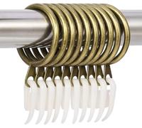 Curtain Rings with Plastic Hooks 48 Pack 40mm Brass Finish Metal Pole Rings Drapery Hanging Ring Loops Smooth Gliding Eyelet Clips for Pencil Pinch Pleat Window Curtains Voiles Net Sheer Drapes