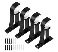 Curtain Rod Brackets Heavy Duty 4 Pack Supports 15 lbs Each Adjustable Plastic Buckle Holds Rods 25 35mm Aluminum Alloy for Multiple Room Installations (is Black )