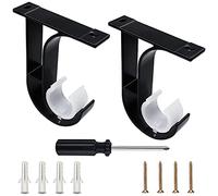 Curtain Rod Ceiling Mount Brackets 2 Pack Ceiling Mount Curtain Pole Brackets Heavy Duty Aluminum Alloy Ceiling Hangers Curtain Rod Holder with Matching Screws Fit Up to 1-1/4 Inch Rod