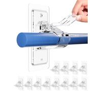Curtain Rod Holders, 12 Pcs No Drill Self Adhesive Rod Brackets Nail-Free Adjustable Curtain Hangers Self Adhesive Curtain Hooks for Home Kitchen Hotel, Hold up to 20lbs on Smooth Surface