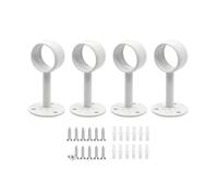 Curtain Rod Holders 4 Pack Wall Mount Brackets with Round Base Plate, 201 Stainless Steel Hardware for Home Drape Installation Curtain Rod Bracket Holder Ceiling Hooks Hangers Wall Mount Room