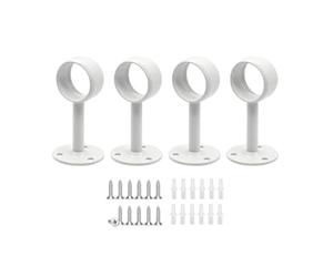 Curtain Rod Holders 4 Pack Wall Mount Brackets with Round Base Plate, 201 Stainless Steel Hardware for Home Drape Installation Curtain Rod Bracket Holder Ceiling Hooks Hangers Wall Mount Room