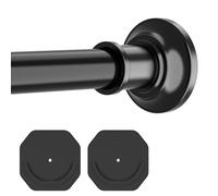 Curtain Rod No Drilling, Telescopic Rods 76-123 cm, Shower Curtain Pole Including 2 Holders, for Bathroom and Wardrobe, Black (Diameter 28 mm)