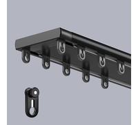 Curtain Rods Ceiling Curtain Track Set Double Row Ceiling Curtain Track Heavy-Duty Curtains Rails ceiling curtain track double Easy Install for Curtains-Room Divider(Black,2.1m(6.9ft))