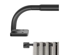 Curtain Rods for Windows 36 to 60 inch, 5/8" Blackout Wrap Around Curtain Rod Telescoping Adjustable for Sliding Door Bedroom Kitchen RV, Black (36"-63")