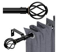 Curtain Rods for Windows 48 to 84 inch, 5/8 inch Curtain Rod Set with Decorative Twisted Cage Finials, Heavy Duty Curtain Pole with Bracket, Easy Install Drape Rod for Living Room, Bedroom, Black
