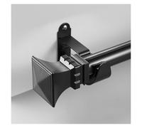 Curtain Rods for Windows - Classic Square End Interior Door Curtain Tracks, Wall-Mounted Curtain Rail, Black, 330cm (3 x 110cm)