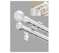 Curtain Rods for Windows, Heavy Duty Dual Rod Wall Mount Track Slilent with Decorative Round Finials Rail for Bedroom/Living Room/Window/Hotel(Mike,100cm/39.3'')
