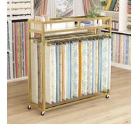 Curtain Sample Display Stand with Wheels, Metal Rack for Trade Shows, Textile Retail Showroom, Organizer for Quilts, Blankets, and Scarves