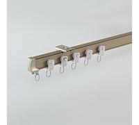 Curtain Single/Double Tracks, Heavy Duty Bendable L/U Shape Room Dividers Rod with Muti-pulley, Home Decor Curtain Rail Set Including All Install Fitting, Ceiling or Wall Mount(Champagne (Single Track