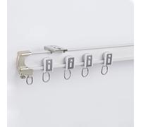Curtain Single/Double Tracks Heavy Duty Bendable L/U Shape Room Dividers Rod with Mutipulley Home Decor Curtain Rail Set Including All Install Fitting Ceiling or Wall Mount(White (Single Tra