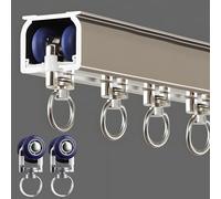 Curtain Single Rail for Wall & Ceiling Mounting, Aluminium High Performance Slide Rails for Windows, Silent Single Curtain Rail System for Living Room, Bedroom (Champagne, 2.9 m)
