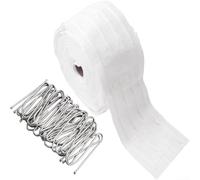 Curtain Tape 10m Length with 50 Metal Hooks for Home Use, Designed for Curtain Replacement, Supporting Different Curtain Types with Secure and Stable Hold
