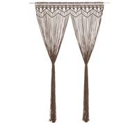 Curtain Taupe Cotton Macrame String Panel 140x240 cm Handmade Washable Chic Boho