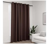 Curtain Taupe Linen-Look Blackout 290x245 cm 100% Polyester Thermal Grommet 12pc