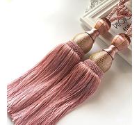 Curtain Tie, 2PCS Curtain Rope Large Tie Backs Ball Tassel Curtain Rope Tieback Hand Knitting Curtain Tie Curtain Lanyard for Home & Office Window Drapery Decoration (Pink)